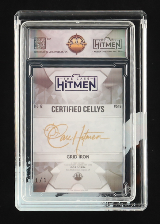Certified Cellys - Grid Iron - 2026 The Case Hitmen 1/1 Custom Art Card with Display Case at PristineAuction.com Certified Cellys - Grid Iron - 2026 The Case Hitmen 1/1 Custom Art Card with Display Case at PristineAuction.com