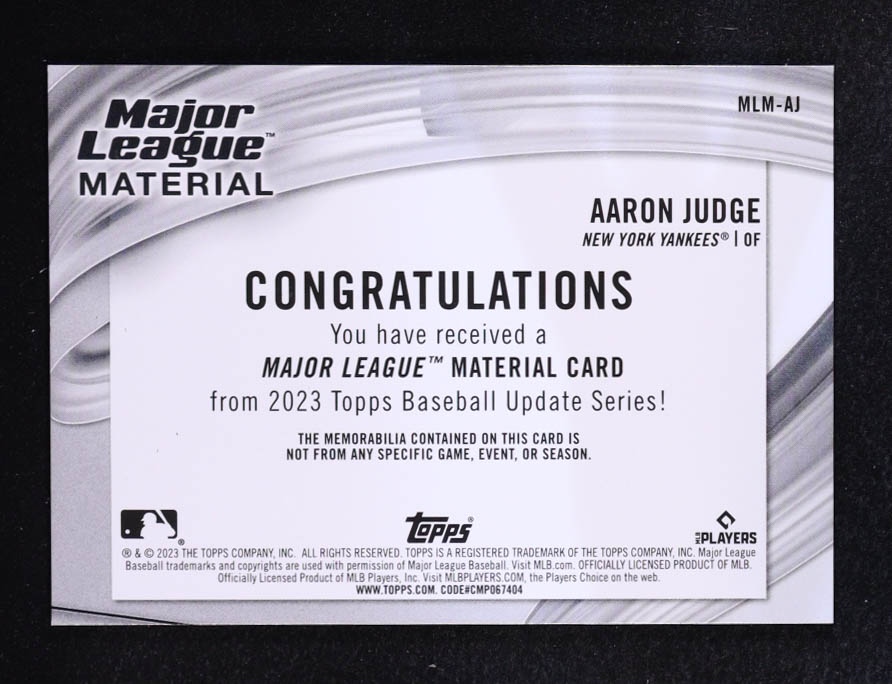 Aaron Judge 2023 Topps Major League Material #MLM-AJ at PristineAuction.com Aaron Judge 2023 Topps Major League Material #MLM-AJ at PristineAuction.com