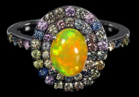 2.50 Carats Natural Opal & Multi-Colored Sapphire Ring | $1,750 Estimated Retail Value (UGL Cert) | Brand New at PristineAuction.com