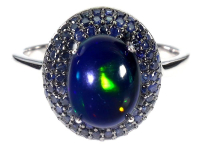 3.70 Carats Natural Black Opal & Sapphire Ring | $2,200 Estimated Retail Value (UGL Cert) | Brand New at PristineAuction.com
