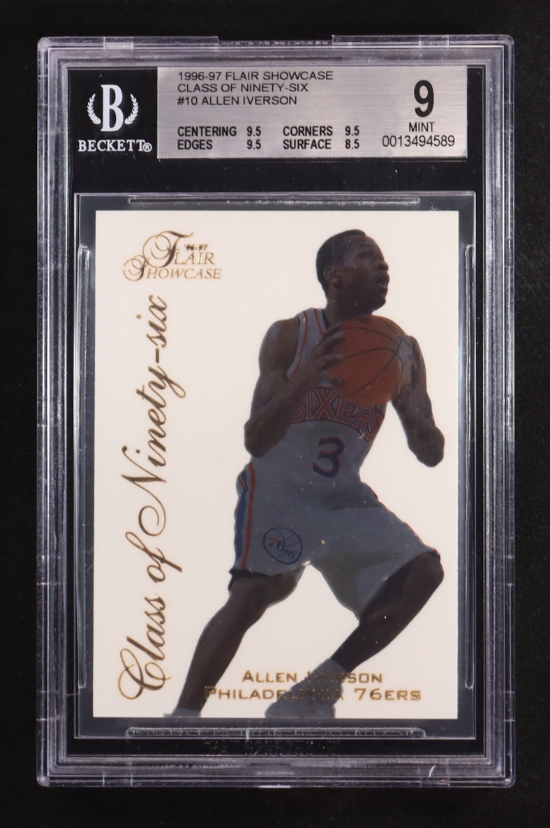 Allen Iverson 1996-97 Flair Showcase Class of Ninety-Six #10 RC (BGS 9) at PristineAuction.com Allen Iverson 1996-97 Flair Showcase Class of Ninety-Six #10 RC (BGS 9) at PristineAuction.com