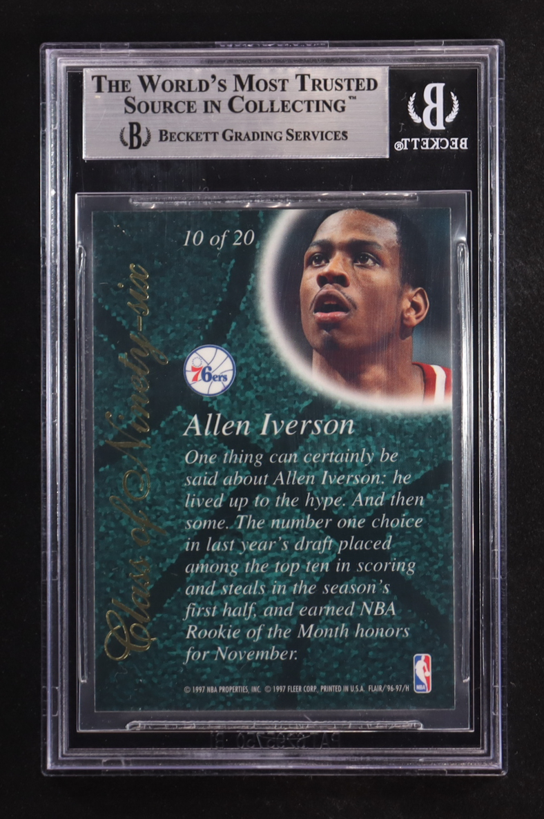 Allen Iverson 1996-97 Flair Showcase Class of Ninety-Six #10 RC (BGS 9) at PristineAuction.com Allen Iverson 1996-97 Flair Showcase Class of Ninety-Six #10 RC (BGS 9) at PristineAuction.com