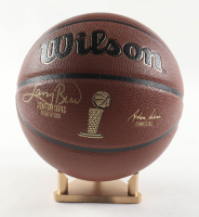Larry Bird Signed NBA Finals Trophy Special Edition Basketball with Display Stand (PSA) at PristineAuction.com