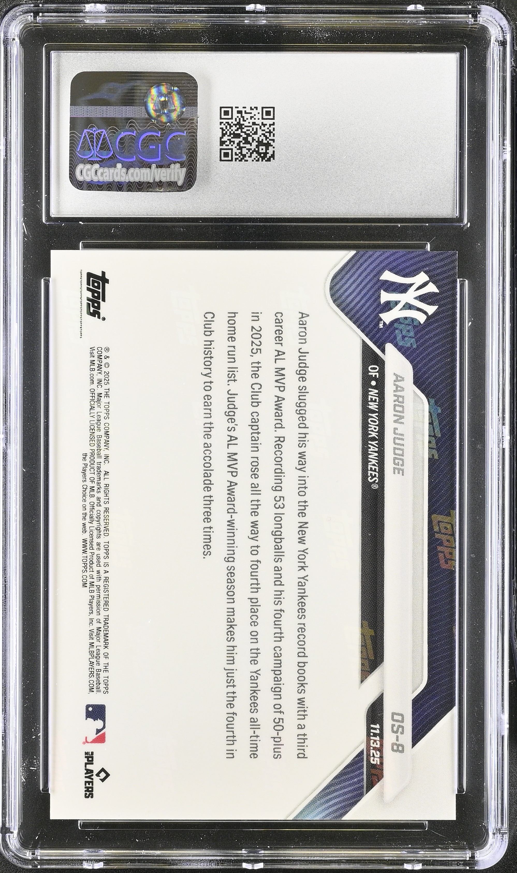 Aaron Judge 2025 Topps Now Offseason #OS8 (CGC 10) at PristineAuction.com Aaron Judge 2025 Topps Now Offseason #OS8 (CGC 10) at PristineAuction.com