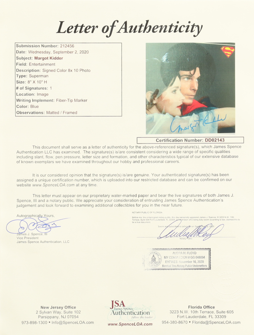 Margot Kidder Signed "Superman" 8x10 Photo (JSA) at PristineAuction.com Margot Kidder Signed "Superman" 8x10 Photo (JSA) at PristineAuction.com