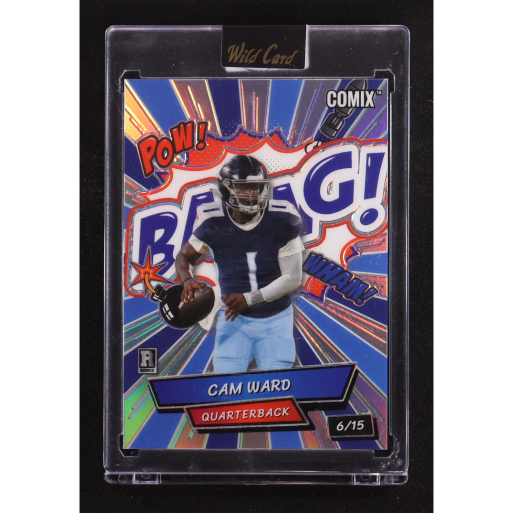 Cam Ward 2025 Wild Card Alumination Comix Baang! Blue #ACBRB-CW #6/15 RC at PristineAuction.com