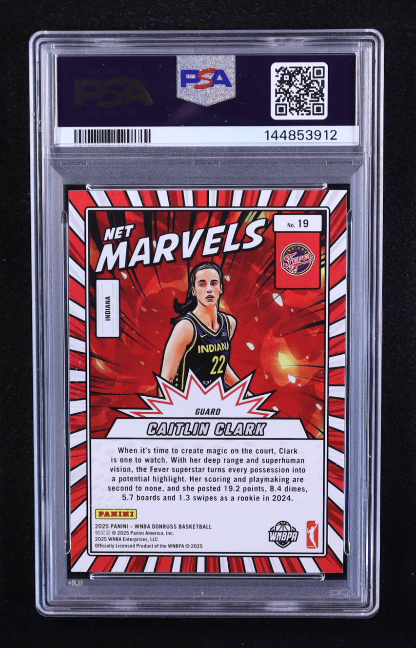 Caitlin Clark 2025 Donruss WNBA Net Marvels #19 (PSA 9) at PristineAuction.com Caitlin Clark 2025 Donruss WNBA Net Marvels #19 (PSA 9) at PristineAuction.com