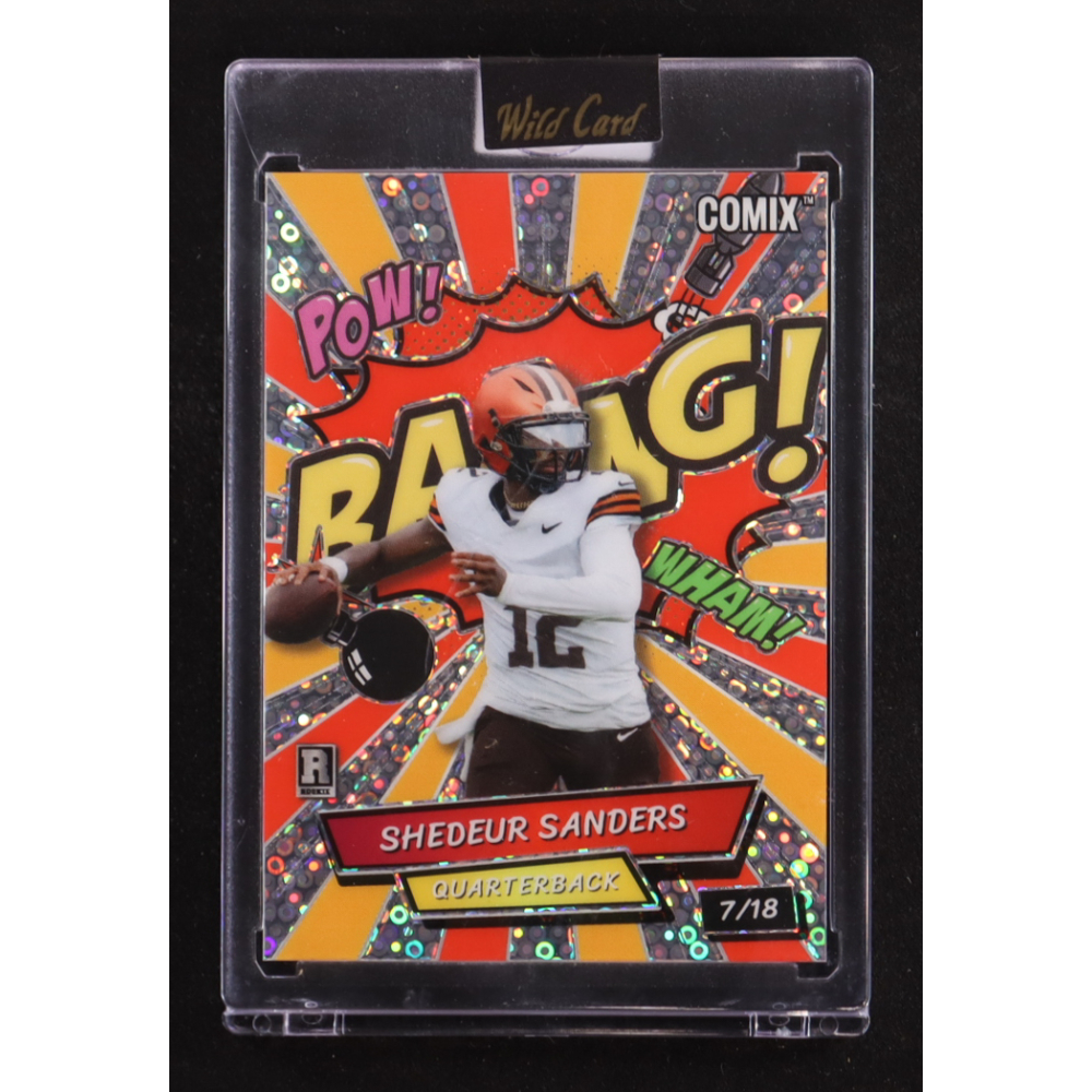 Shedeur Sanders 2025 Wild Card Alumination Comix Baang! Disco Orange and Red #ACBRD-SS #7/15 RC at PristineAuction.com