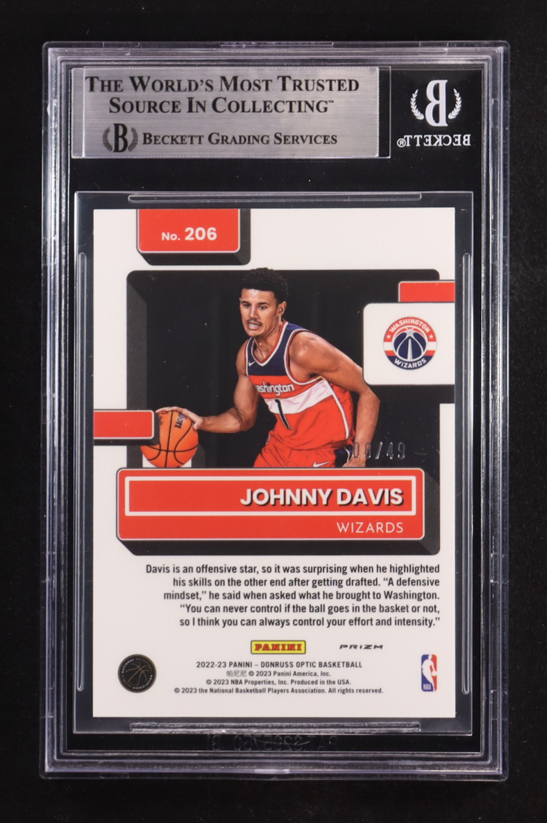 Johnny Davis 2022-23 Donruss Optic RR Blue #206 #8/49 RC (BGS 9) at PristineAuction.com Johnny Davis 2022-23 Donruss Optic RR Blue #206 #8/49 RC (BGS 9) at PristineAuction.com