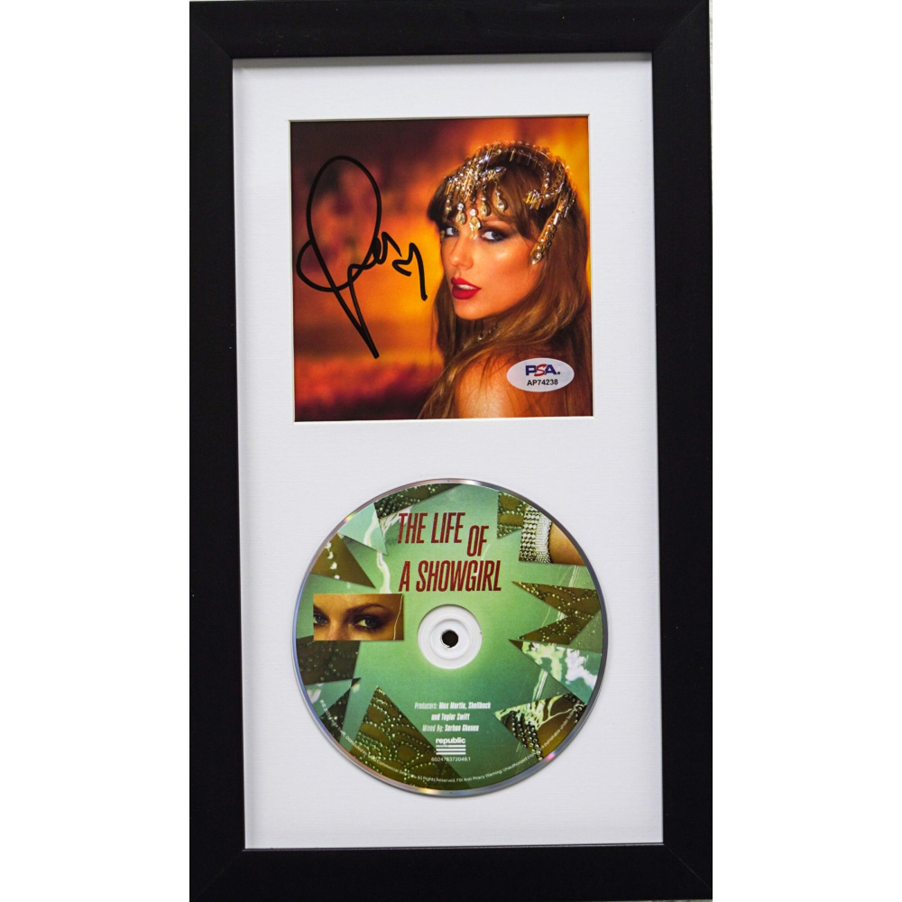 Taylor Swift Signed "The Life of a Showgirl" Custom Framed CD Insert Display (PSA) at PristineAuction.com