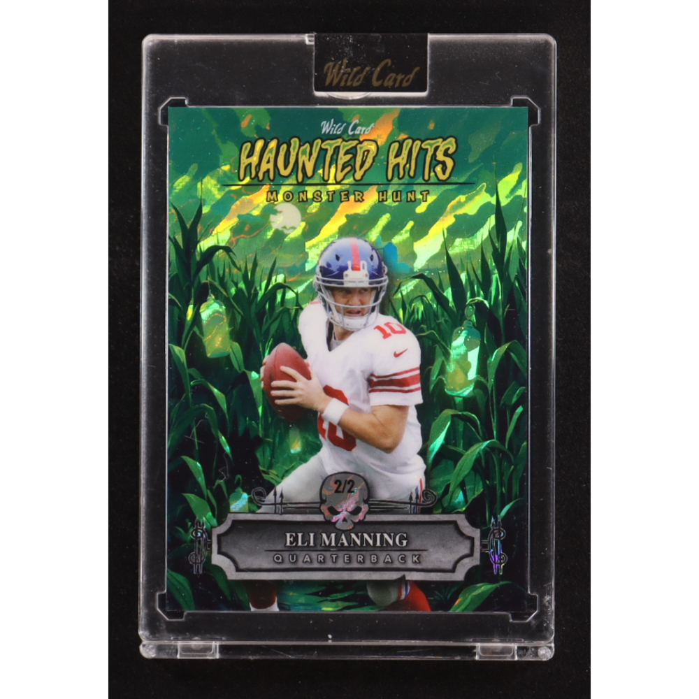 Eli Manning 2025 Wild Card Haunted Hits Monster Hunt Cornfield Green #HHCF-EM #2/2 at PristineAuction.com