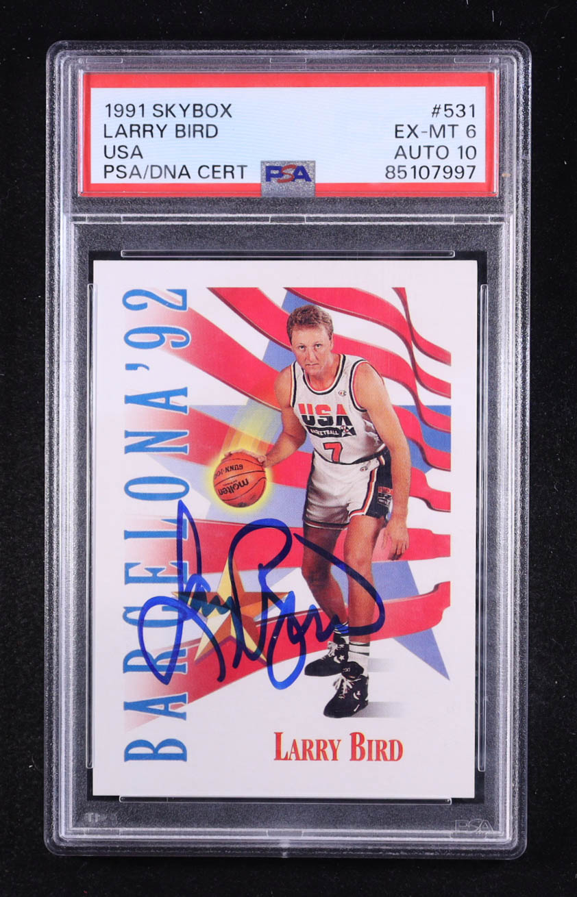 Larry Bird Signed 1991-92 SkyBox #531 USA (PSA 6 | Auto 10) at PristineAuction.com Larry Bird Signed 1991-92 SkyBox #531 USA (PSA 6 | Auto 10) at PristineAuction.com