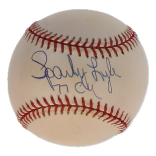 Sparky Lyle Signed OAL Baseball Inscribed "77 Cy" (JSA) at PristineAuction.com Sparky Lyle Signed OAL Baseball Inscribed "77 Cy" (JSA) at PristineAuction.com