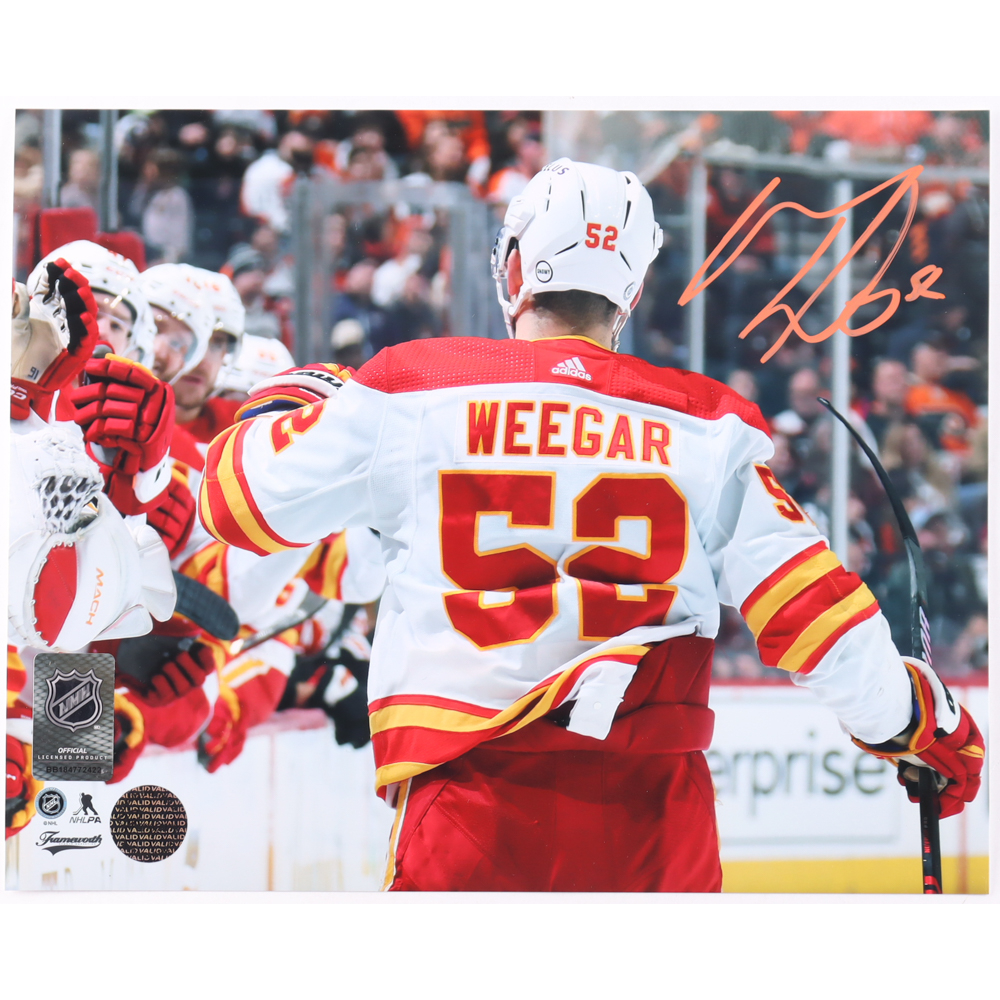 MacKenzie Weegar Signed Flames 8x10 Photo (Premium Autographs) at PristineAuction.com