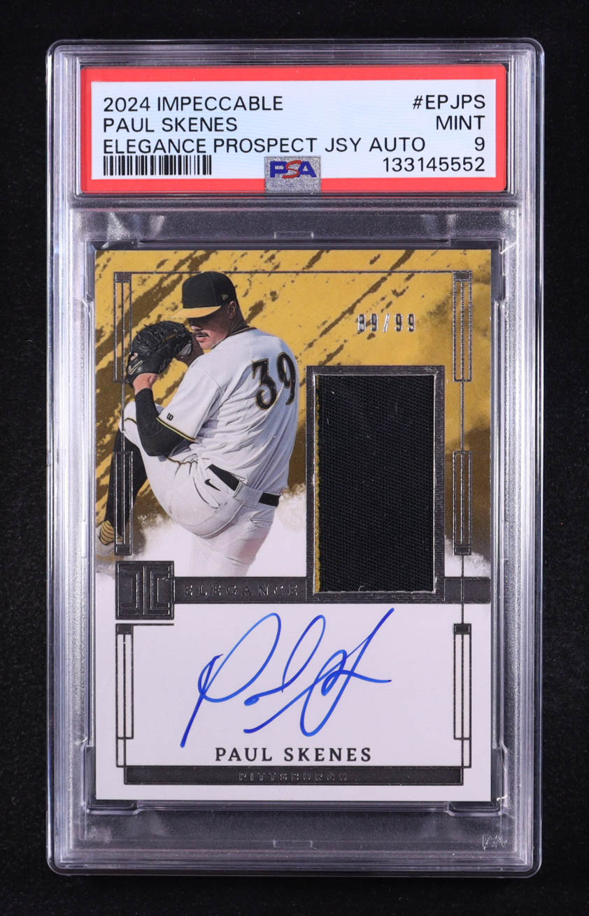 Paul Skenes 2024 Panini Impeccable Elegance Prospect Jersey Autographs #10 #89/99 RC (PSA 9) at PristineAuction.com Paul Skenes 2024 Panini Impeccable Elegance Prospect Jersey Autographs #10 #89/99 RC (PSA 9) at PristineAuction.com