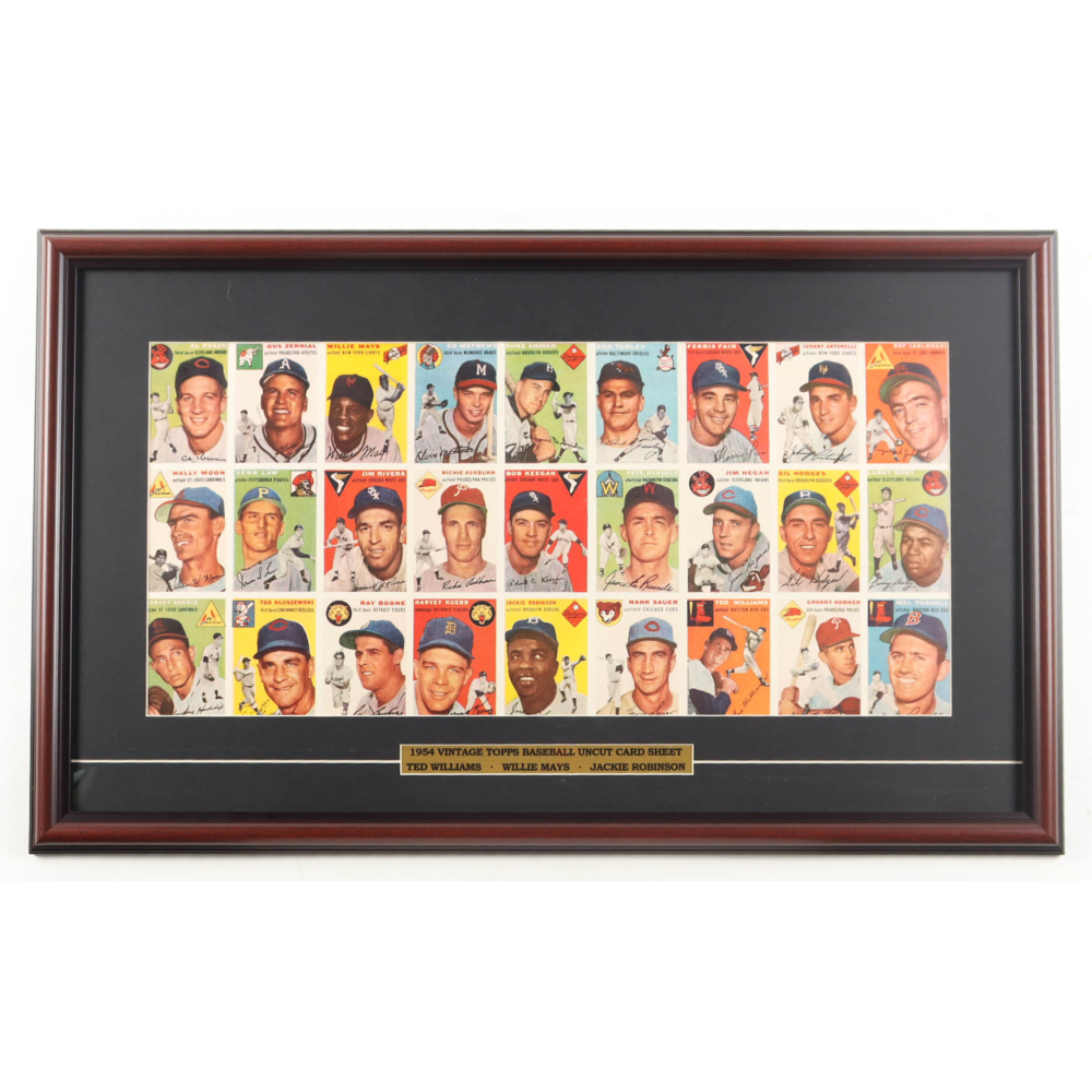 1954 Vintage Topps Custom Framed Uncut Card Sheet Display of (27) Cards ...