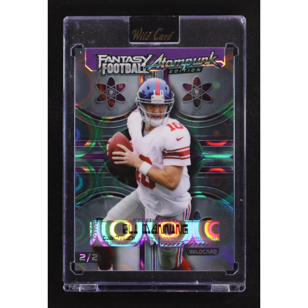 Eli Manning 2026 Wild Card Fantasy Football Atompunk Edition Purple Donut #FAPPU6-EM #2/2 at PristineAuction.com