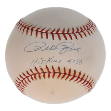 Pete Rose Signed ONL Baseball Inscribed "Hit King 4256" (Beckett) at PristineAuction.com Pete Rose Signed ONL Baseball Inscribed "Hit King 4256" (Beckett) at PristineAuction.com