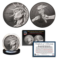 "America 250th Anniversary" 2026-P Enduring Liberty Half Dollar BU Coin Black Ruthenium & Silver at PristineAuction.com