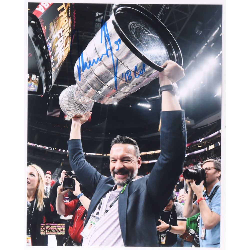 Olaf Kolzig Signed Capitals 8x10 Photo Inscribed "'18 Cup" (Premium Autographs) at PristineAuction.com