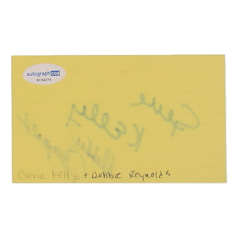 Gene Kelly & Debbie Reynolds Signed 3x5 Cut (ACOA) at PristineAuction.com Gene Kelly & Debbie Reynolds Signed 3x5 Cut (ACOA) at PristineAuction.com