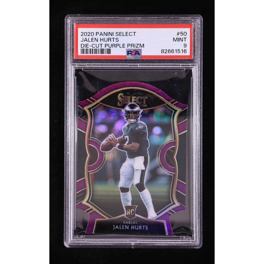 Jalen Hurts 2020 Select Die-Cut Purple Prizm #50 RC (PSA 9) at PristineAuction.com