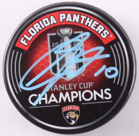 A. J. Greer Signed 2025 Panthers Stanley Cup Champions Logo Hockey Puck (Premium Autographs) at PristineAuction.com