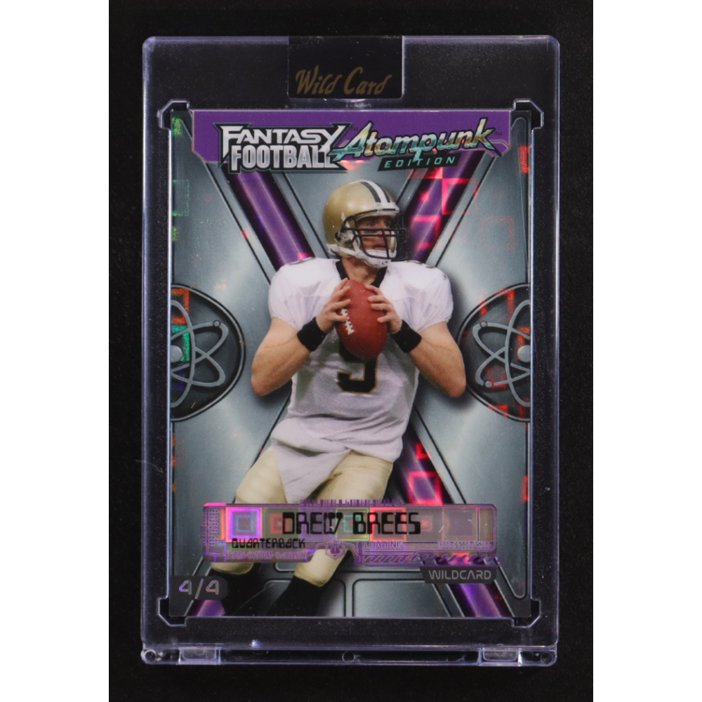 Drew Brees 2026 Wild Card Fantasy Football Atompunk Edition Purple #FAPPU2-DB #4/4 at PristineAuction.com
