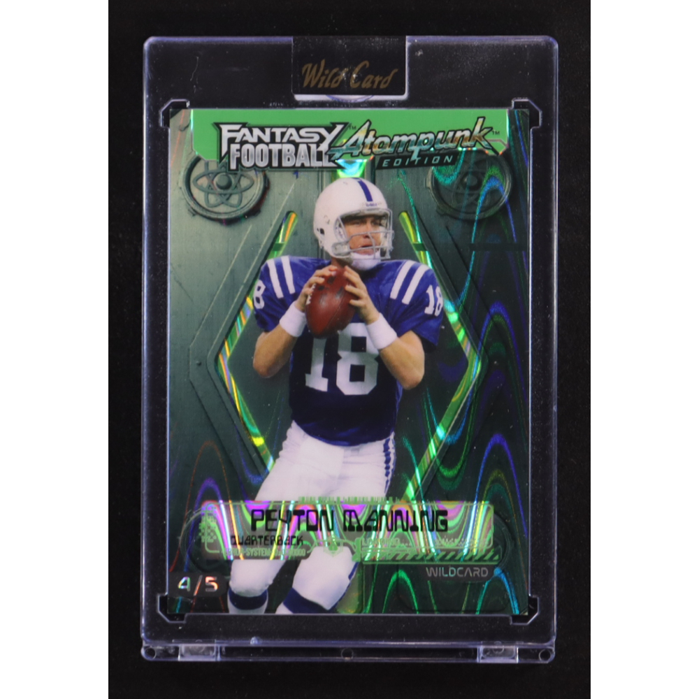 Peyton Manning 2026 Wild Card Fantasy Football Atompunk Edition Ray wave Green #FAPGR2-PM#4/5 at PristineAuction.com
