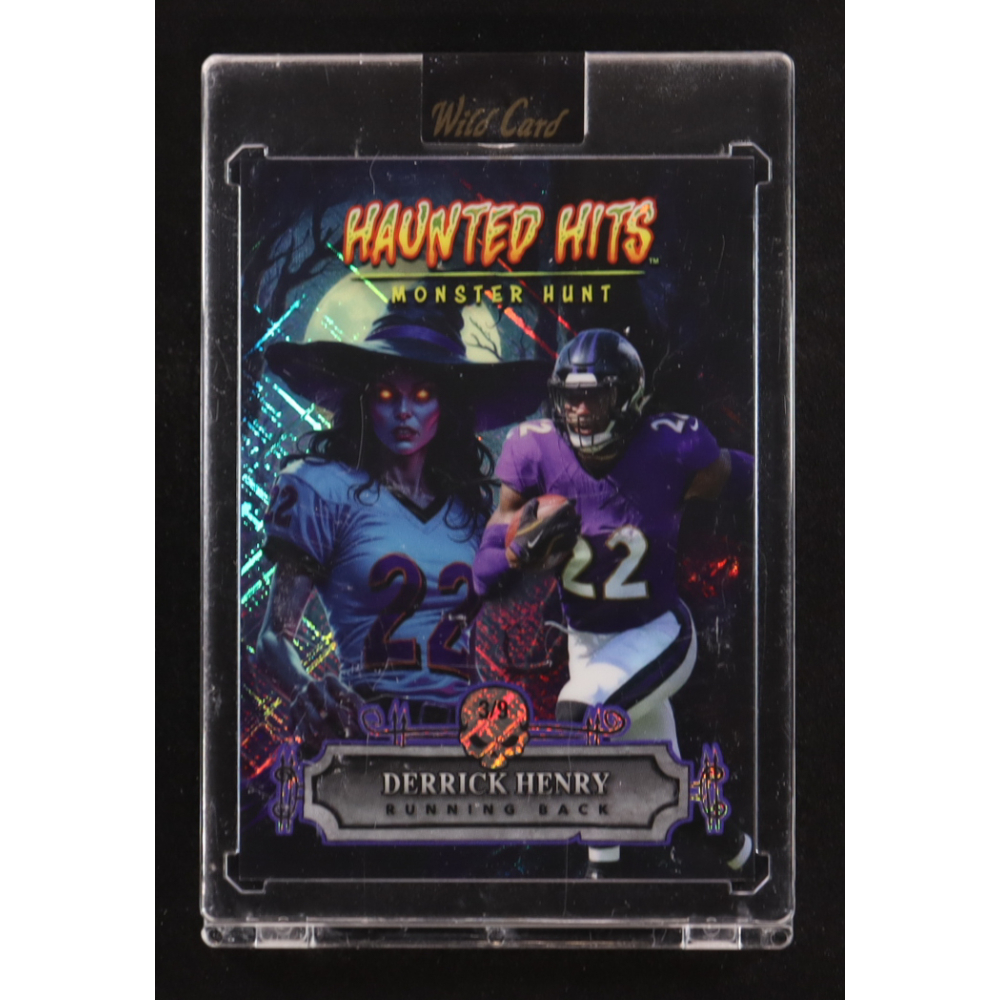 Derrick Henry 2025 Wild Card Haunted Hits Monster Hunt Jersey Edition Witch Skylight Blue #HHJWI-DH #3/8 at PristineAuction.com