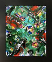 Verdant Vortex Original Acrylic on Glass Custom Framed Painting 036-26 (Lewis) at PristineAuction.com