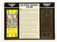 Super Bowl XVIII Commemorative 9x12 Score Card Display with 22KT Gold Ticket at PristineAuction.com