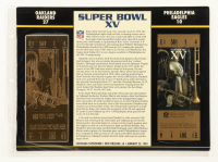 1981 Commemorative Super Bowl XV Card with Gold Ticket: Raiders vs Eagles at PristineAuction.com