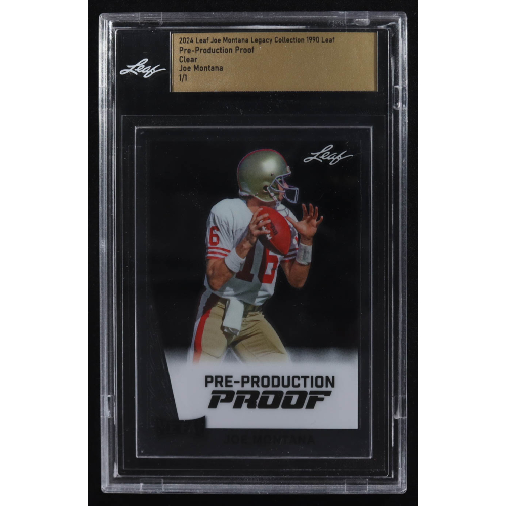 Joe Montana 2024 Leaf Legacy Collection '90 Leaf Clear Pre-Production Proof #NNO #1/1 (Leaf) at PristineAuction.com