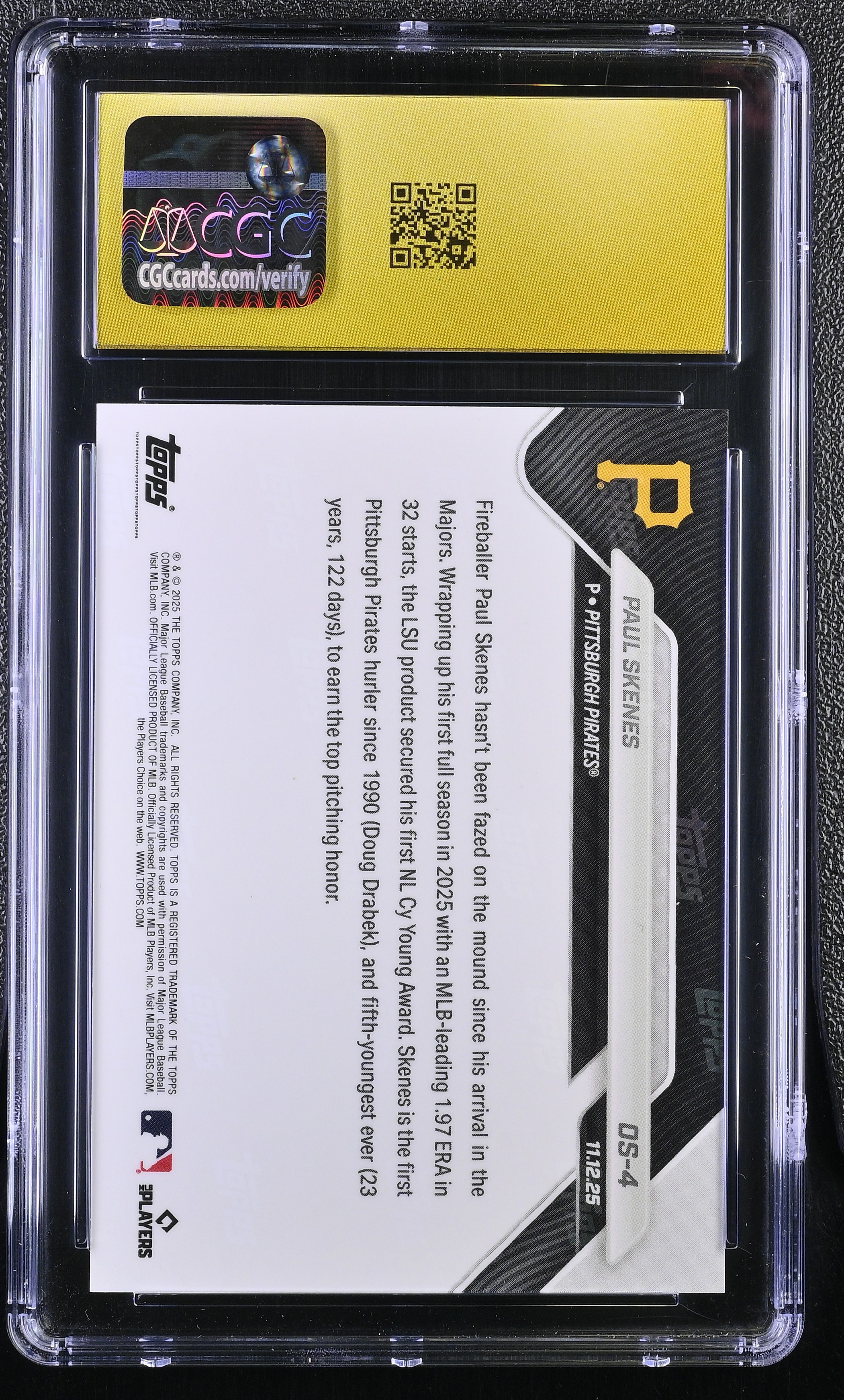 Paul Skenes 2025 Topps Now Off-Season #4 (CGC 10 | Black Label) at PristineAuction.com Paul Skenes 2025 Topps Now Off-Season #4 (CGC 10 | Black Label) at PristineAuction.com