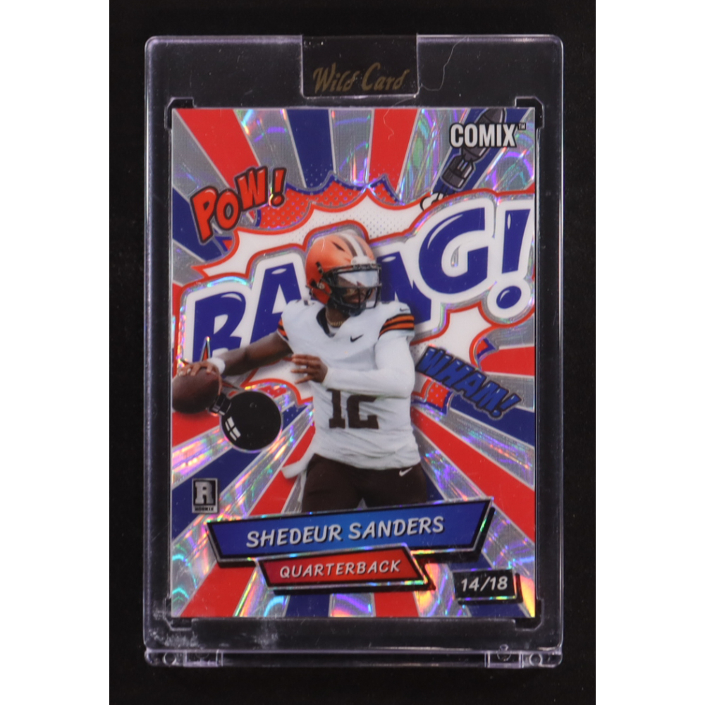 Shedeur Sanders 2025 Wild Card Alumination Comix Baang! Lava Red and Blue #ACBRB-SS #14/18 RC at PristineAuction.com
