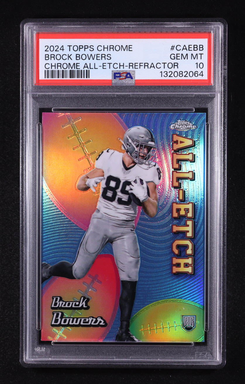 Brock Bowers 2024 Topps Chrome All Etch #CAEBB RC (PSA 10) at PristineAuction.com Brock Bowers 2024 Topps Chrome All Etch #CAEBB RC (PSA 10) at PristineAuction.com