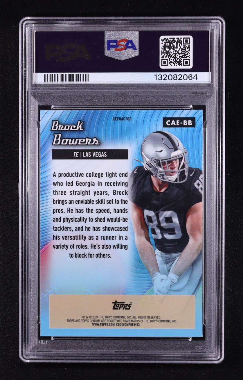 Brock Bowers 2024 Topps Chrome All Etch #CAEBB RC (PSA 10) at PristineAuction.com Brock Bowers 2024 Topps Chrome All Etch #CAEBB RC (PSA 10) at PristineAuction.com