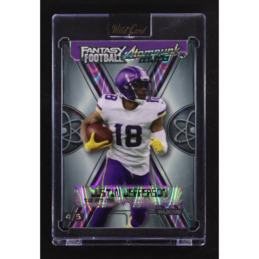 Justin Jefferson 2026 Wild Card Fantasy Football Atompunk Edition Ray wave Purple #FAPPU2-JJ #4/5 at PristineAuction.com