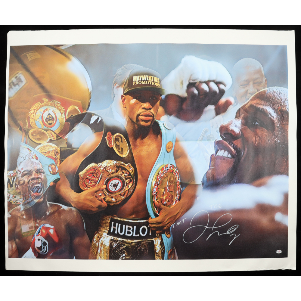 Floyd Mayweather Jr. Signed Canvas Roll Inscribed "TMT" & "TBE" (PSA) at PristineAuction.com