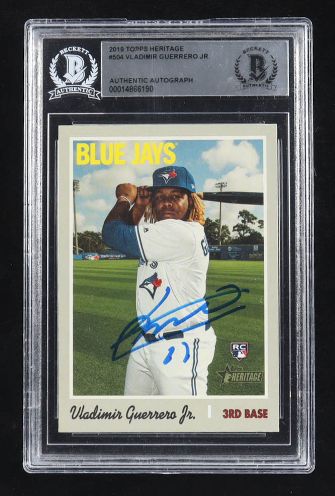 Vladimir Guerrero Jr. Signed 2019 Topps Heritage #504 RC (BGS) at PristineAuction.com Vladimir Guerrero Jr. Signed 2019 Topps Heritage #504 RC (BGS) at PristineAuction.com