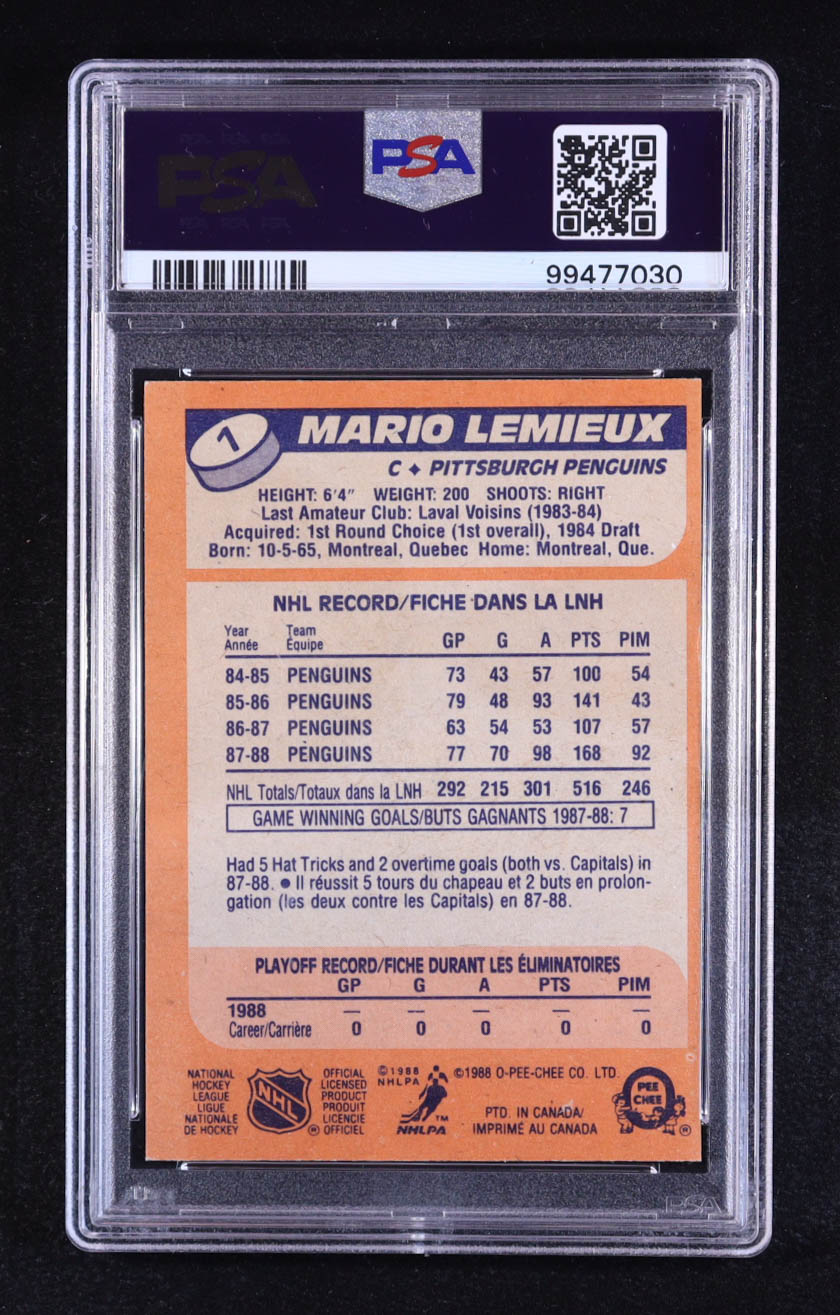 Mario Lemieux 1988-89 O-Pee-Chee #1 (PSA 4) at PristineAuction.com Mario Lemieux 1988-89 O-Pee-Chee #1 (PSA 4) at PristineAuction.com