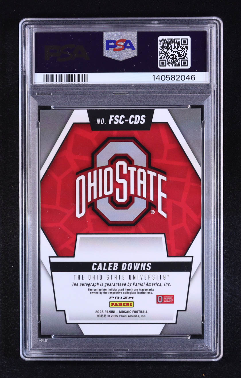 Caleb Downs 2025 Panini Mosaic Future Scripts #13 RC (PSA 9) at PristineAuction.com Caleb Downs 2025 Panini Mosaic Future Scripts #13 RC (PSA 9) at PristineAuction.com