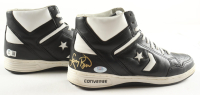 Magic Johnson & Larry Bird Signed Pair of (2) Converse All-Star Black Leather Basketball Shoes (Beckett & PSA) at PristineAuction.com