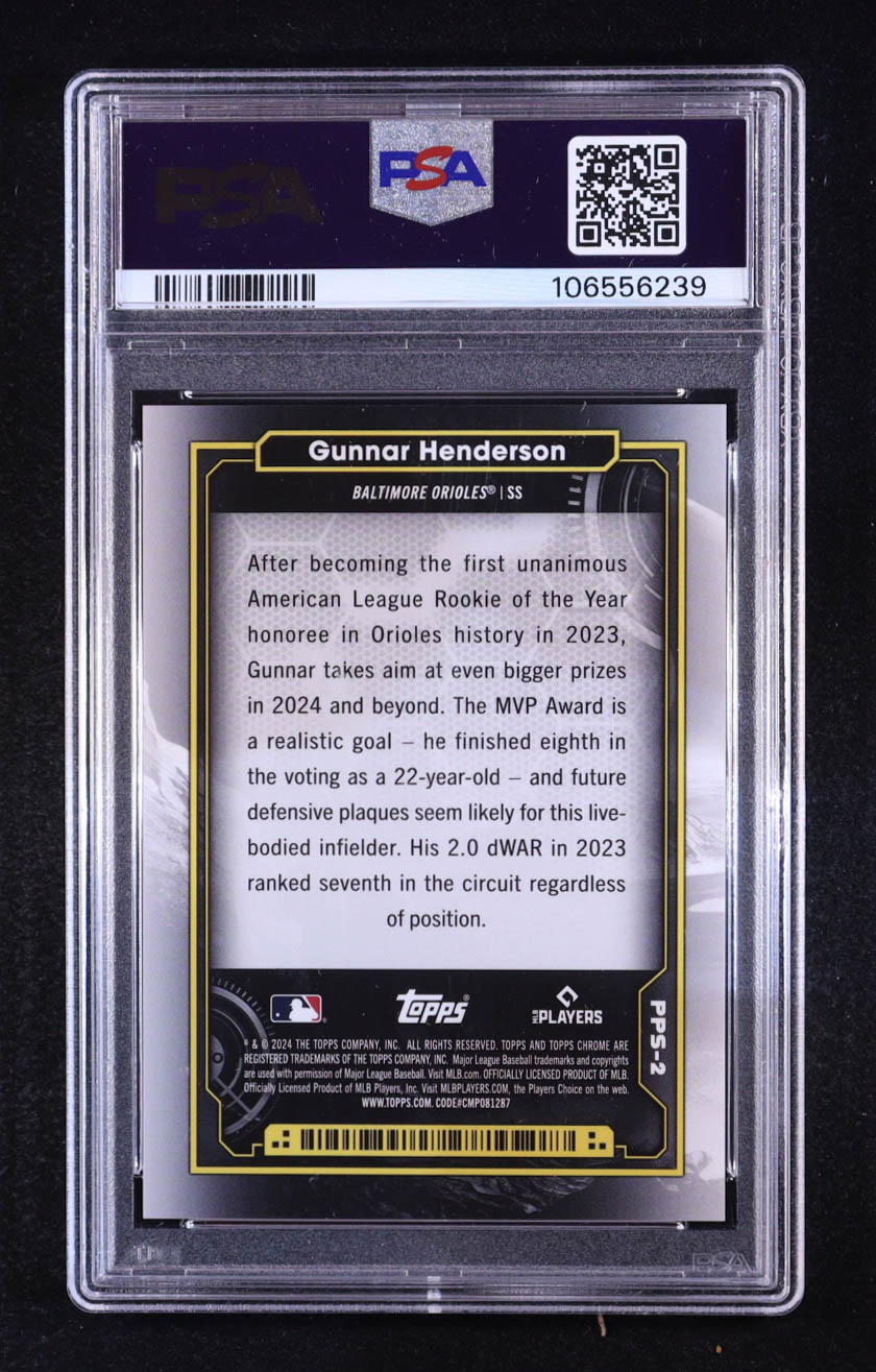 Gunnar Henderson 2024 Topps Cosmic Chrome Planetary Pursuit Sun #PPS2 (PSA 10) at PristineAuction.com Gunnar Henderson 2024 Topps Cosmic Chrome Planetary Pursuit Sun #PPS2 (PSA 10) at PristineAuction.com