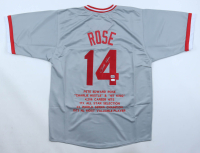 Pete Rose Signed Career Highlight Stat Jersey (Rose & JSA) at PristineAuction.com