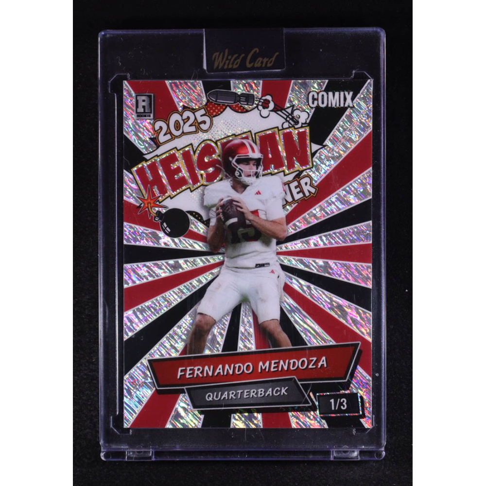 Fernando Mendoza 2025 Wild Card Comix Heisman Winner Red and Black Shimmer #ACHO-FM05 #1/3 RC at PristineAuction.com