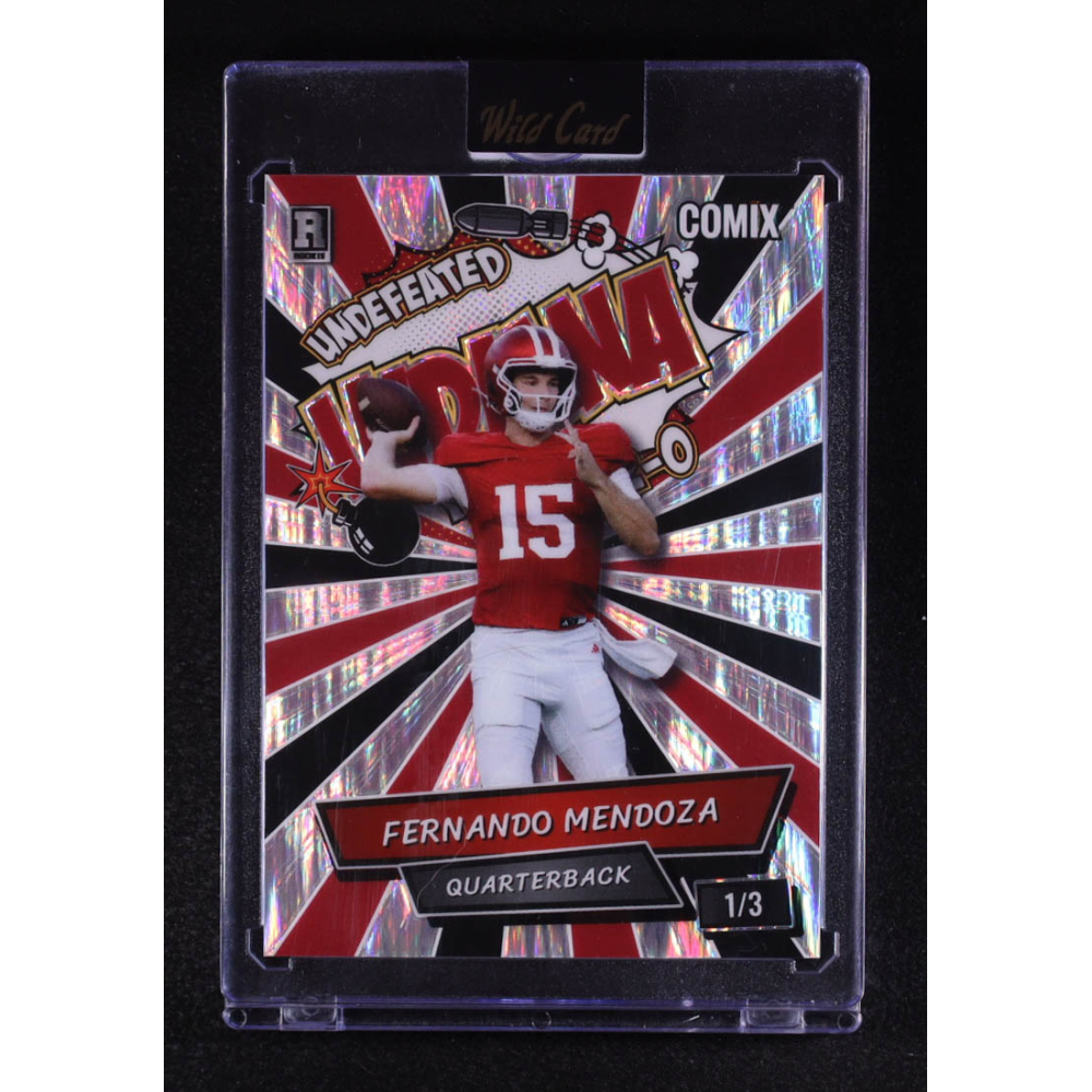 Fernando Mendoza 2025 Wild Card Comix Undefeated Indiana Red and Black Shock #ACBL-FM02 #1/3 RC at PristineAuction.com