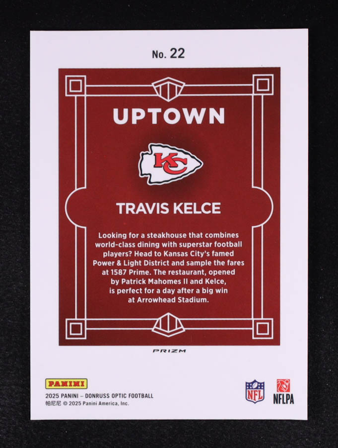 Travis Kelce 2025 Donruss Optic Uptown #22 at PristineAuction.com Travis Kelce 2025 Donruss Optic Uptown #22 at PristineAuction.com