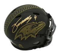 Zay Flowers Signed Ravens Salute to Service Alternate Speed Mini Helmet (Beckett) at PristineAuction.com